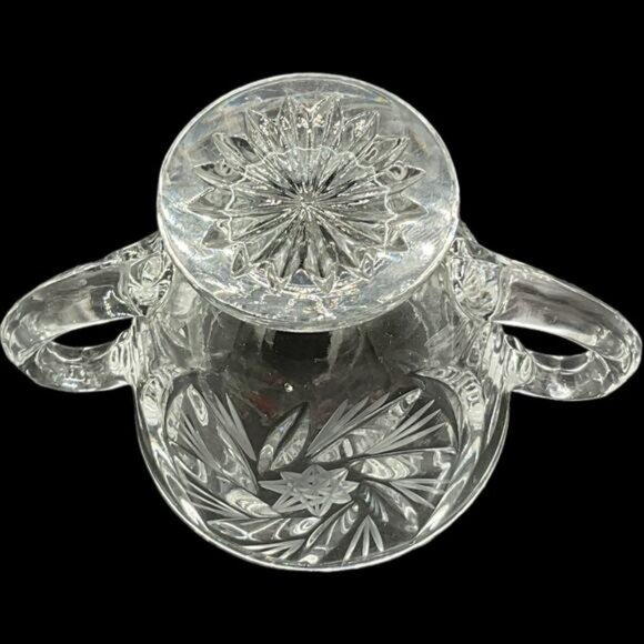 Vintage Lead Crystal Sugar & Creamer Set With Tray & Lid Hand Cut - Picture 5 of 14